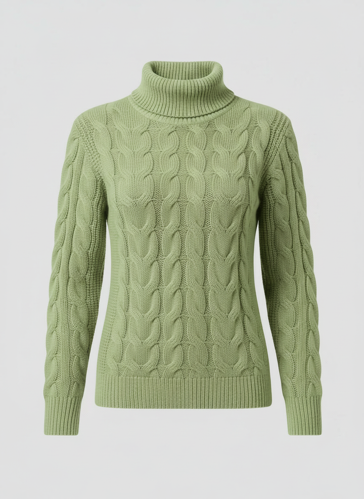 Zopfmuster Rollkragenpullover Damen