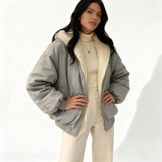 Komfort Fit Oversized Thermo Fleece Winterjacke Damen