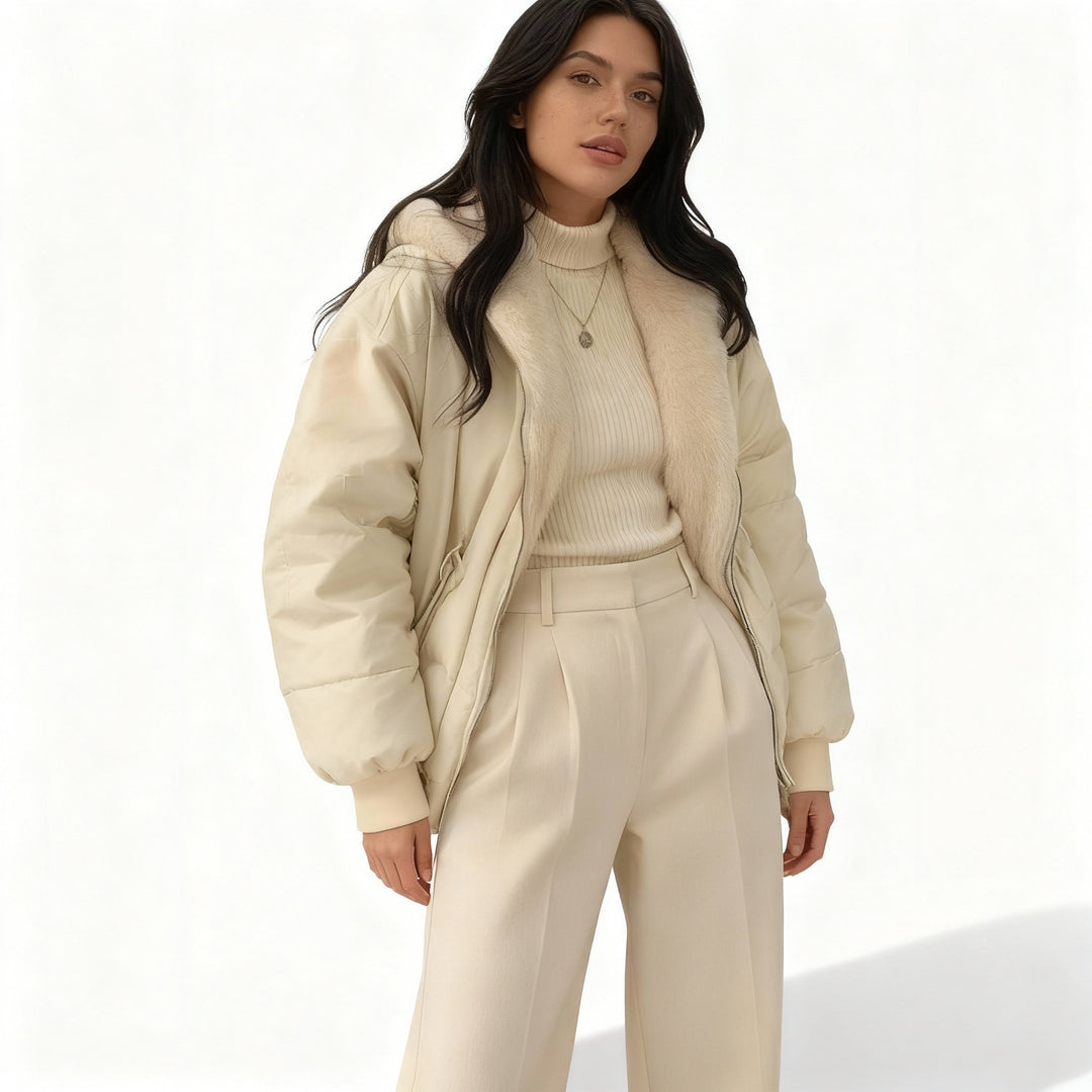 Komfort Fit Oversized Thermo Fleece Winterjacke Damen