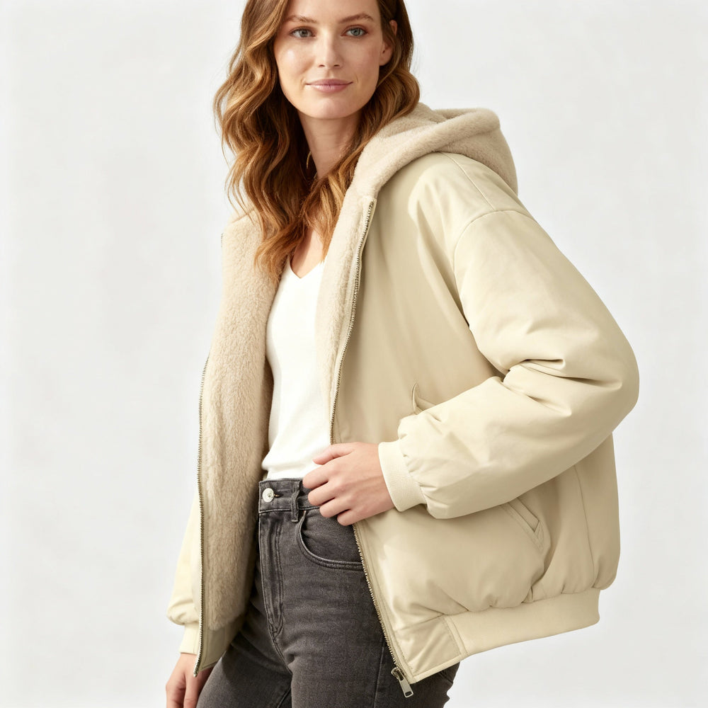 Bequeme Oversized Winterjacke Damen Komfort Warm Fleecelook