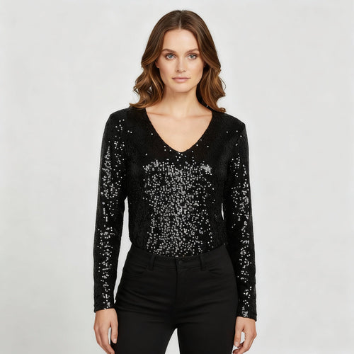 Glitzernde Party Eleganz V Ausschnitt Top Damen | Nord Taschen