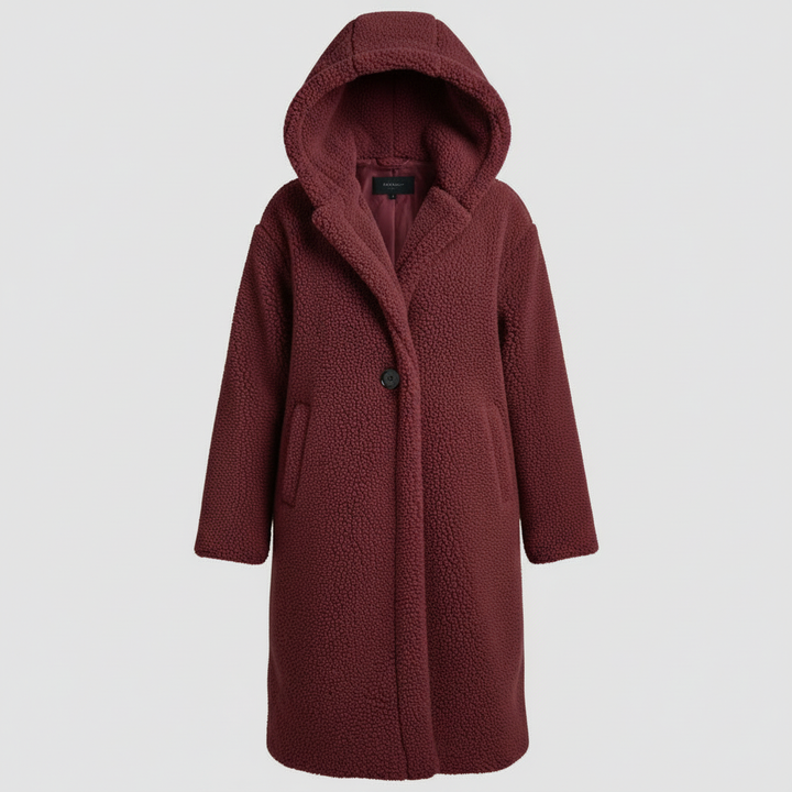 Modischer Teddy Mantel Damen Komfort Langer Mantel Kapuze