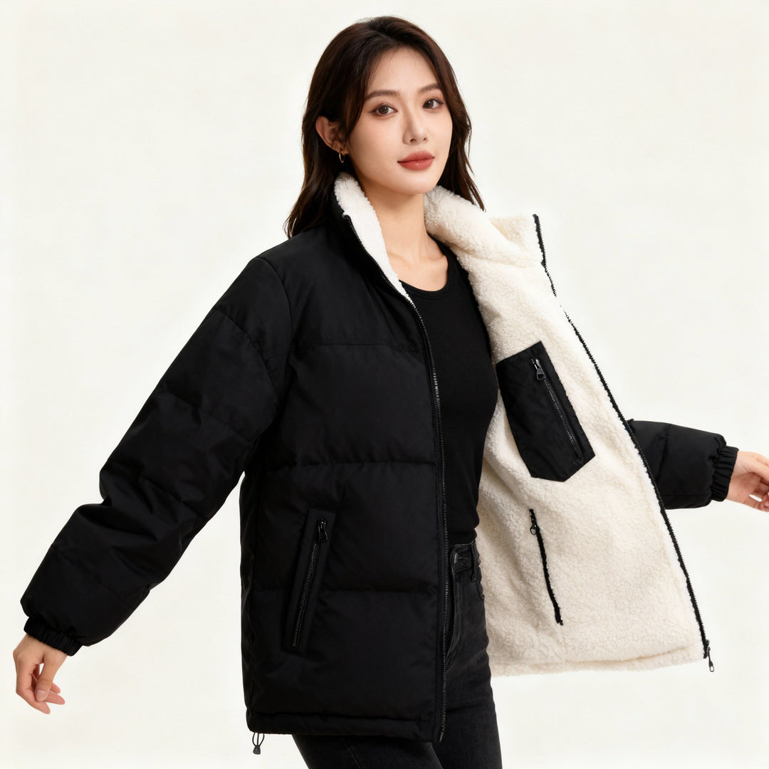 Damen Steppjacke mit Innenfutter und Taschen – Warme Winterjacke