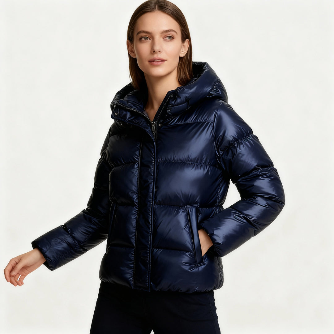 Damen Steppjacke mit Kapuze & Taschen | Fudus