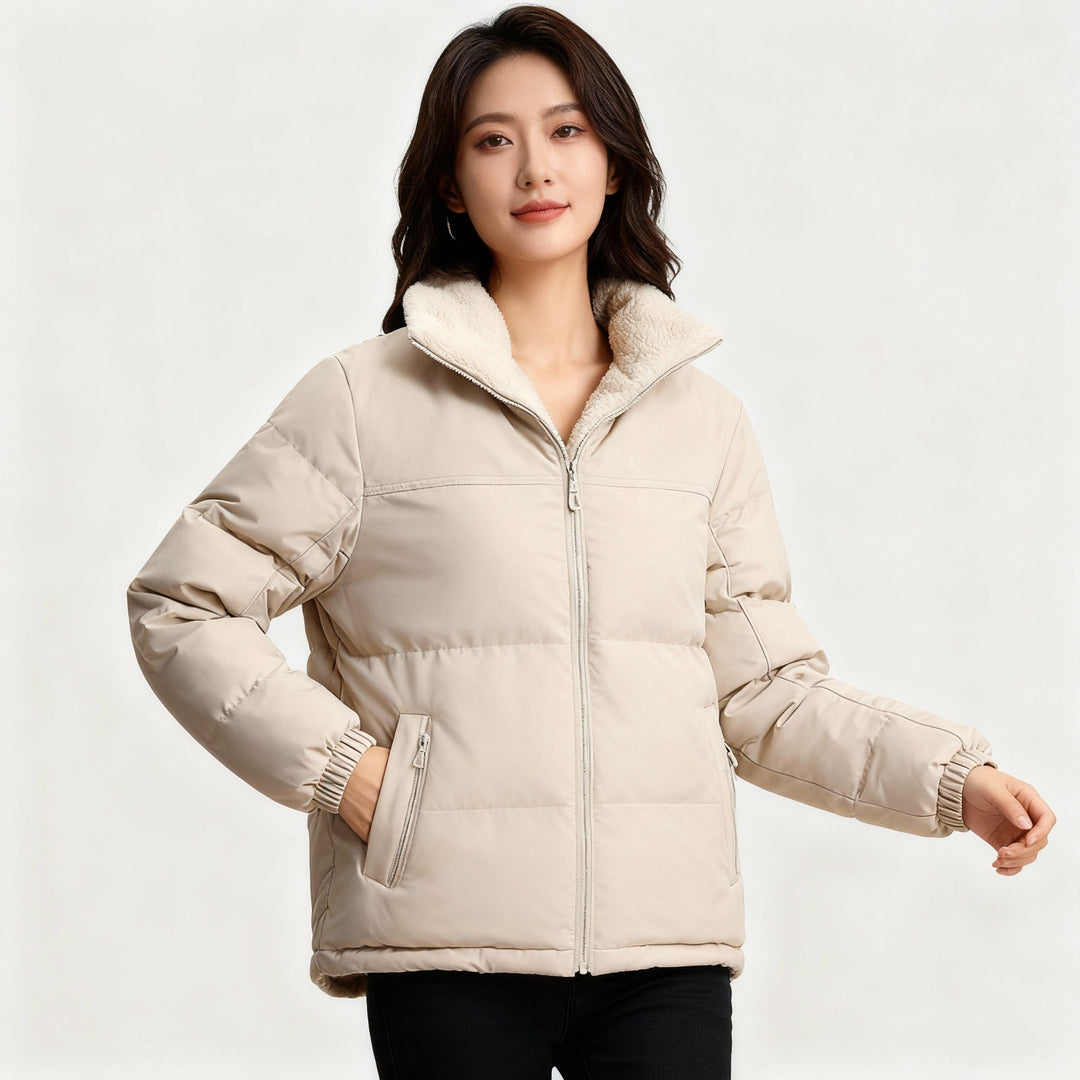 Damen Steppjacke mit Innenfutter und Taschen – Warme Winterjacke