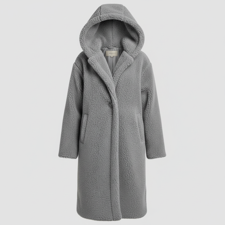 Modischer Teddy Mantel Damen Komfort Langer Mantel Kapuze