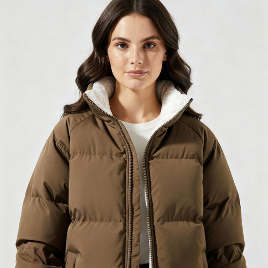 Warm Fleecegefüttert Leicht Pufferjacke Damen