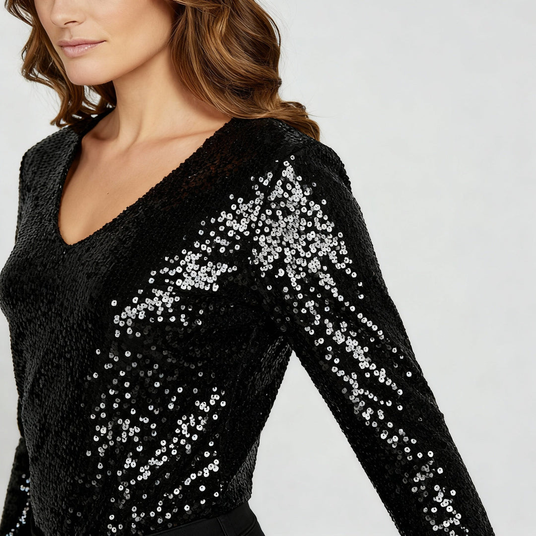 Glitzernde Party Eleganz V Ausschnitt Top Damen | Nord Taschen