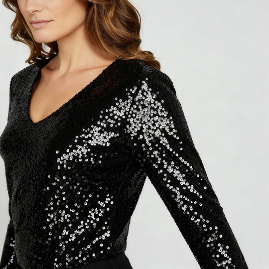 Glitzernde Party Eleganz V Ausschnitt Top Damen | Nord Taschen