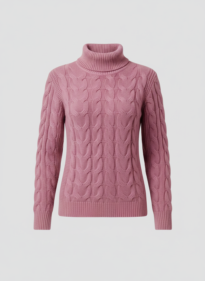 Zopfmuster Rollkragenpullover Damen