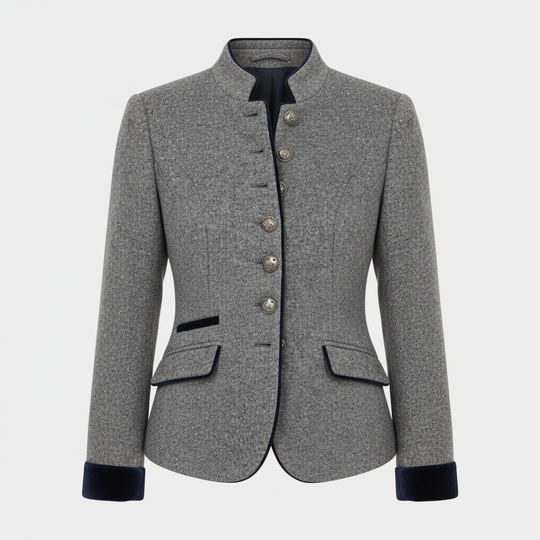 Klassische Strukturierte Premium Komfort Wolljacke Damen