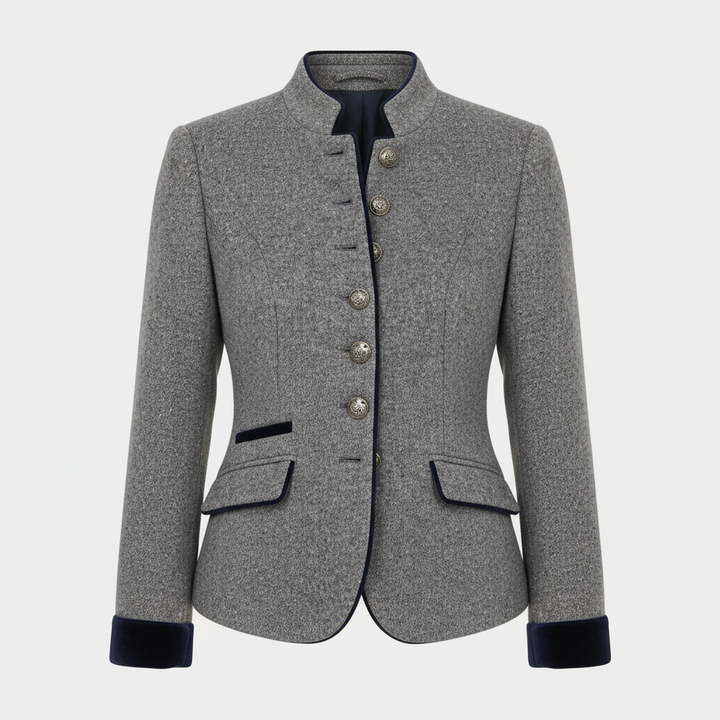 Klassische Strukturierte Premium Komfort Wolljacke Damen