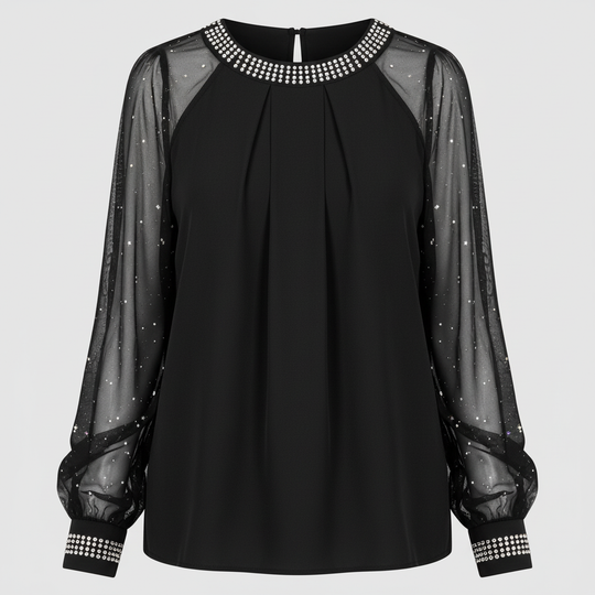 Mesh-Pailletten Damen Top