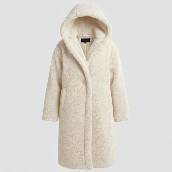 Modischer Teddy Mantel Damen Komfort Langer Mantel Kapuze