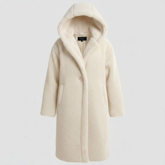 Modischer Teddy Mantel Damen Komfort Langer Mantel Kapuze | Nord Taschen