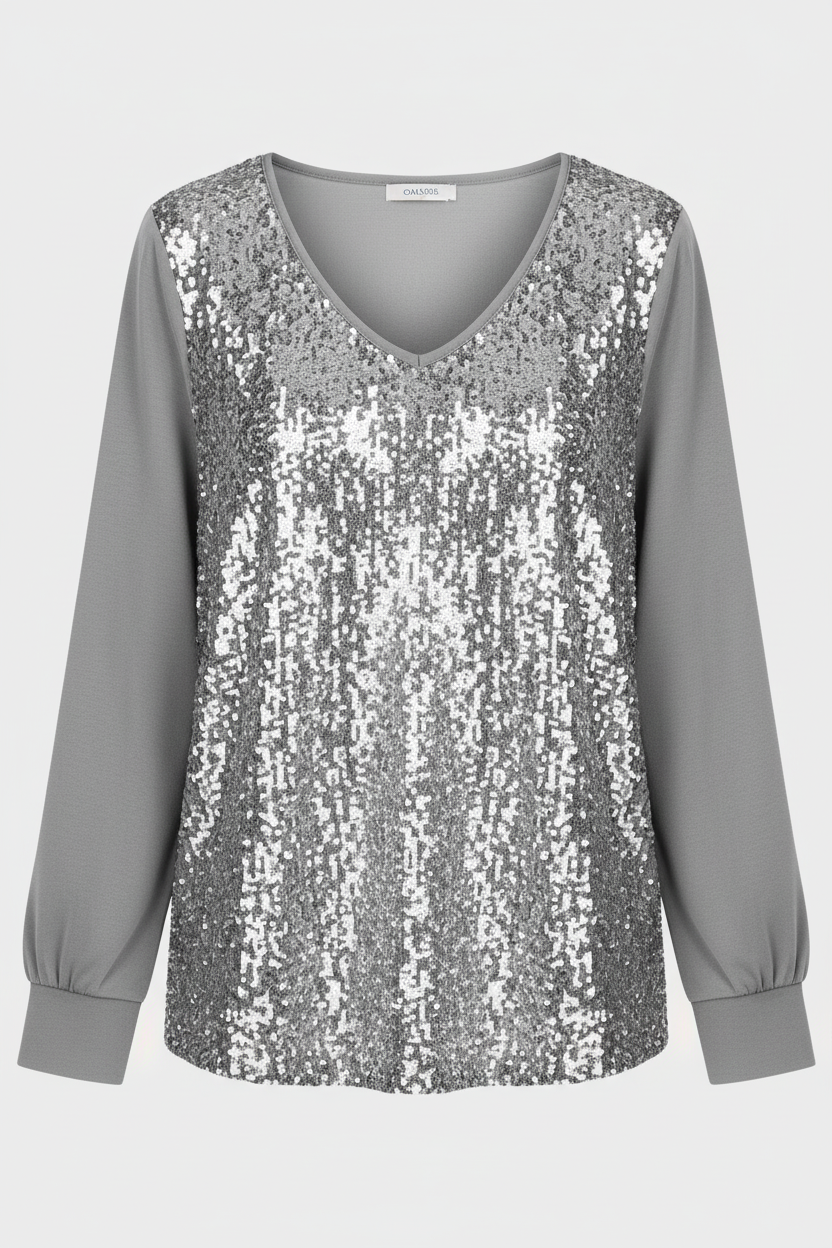 Schlichte Glitzer Bluse Damen