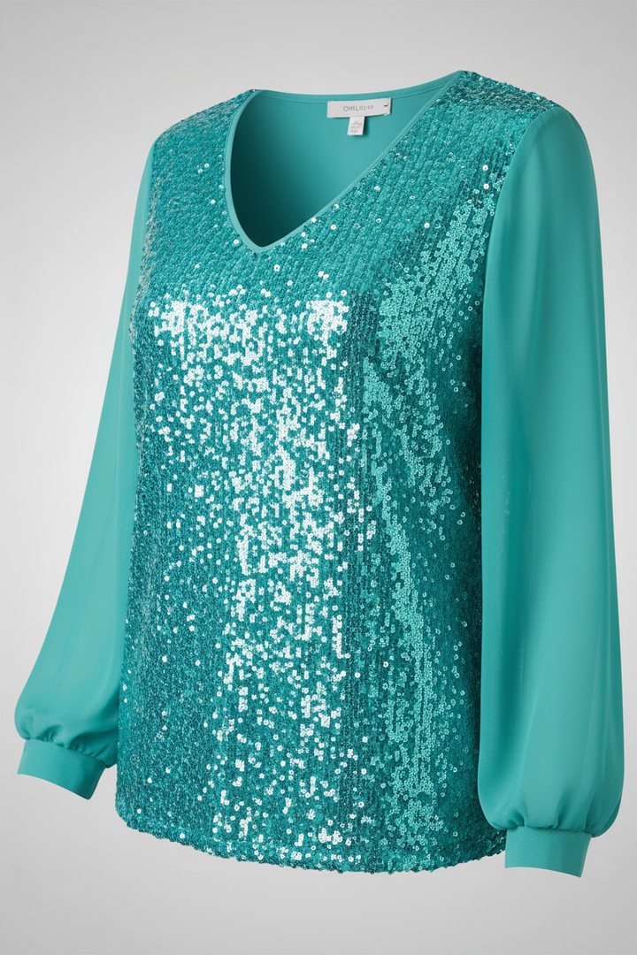 Schlichte Glitzer Bluse Damen