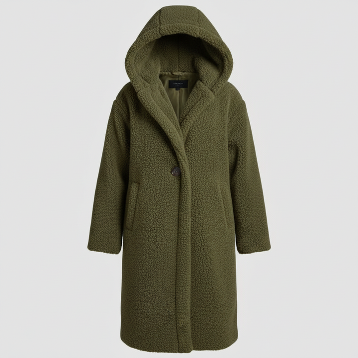 Modischer Teddy Mantel Damen Komfort Langer Mantel Kapuze