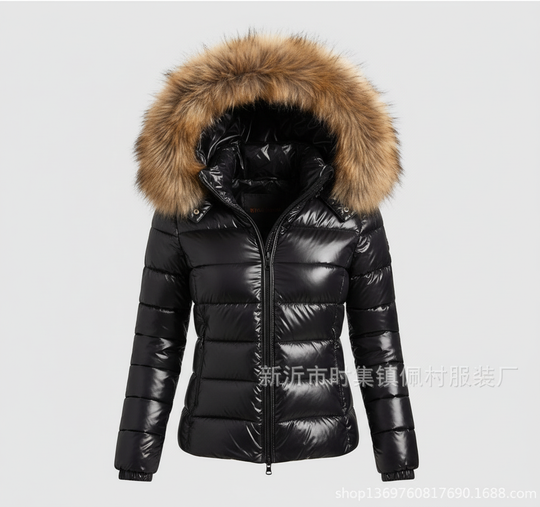 Damen Steppjacke Kunstfellkragen