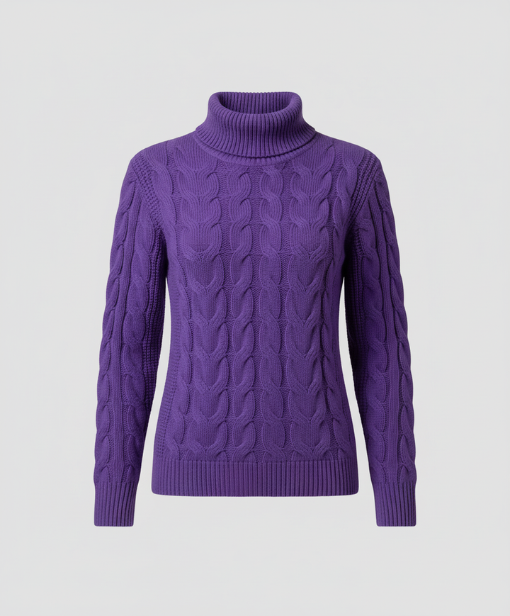 Zopfmuster Rollkragenpullover Damen