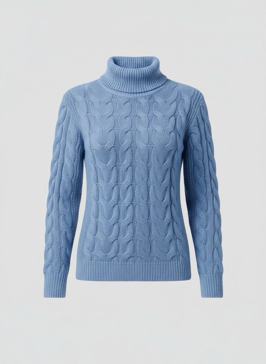 Zopfmuster Rollkragenpullover Damen