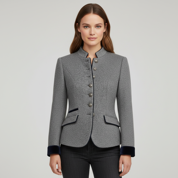 Klassische Strukturierte Premium Komfort Wolljacke Damen