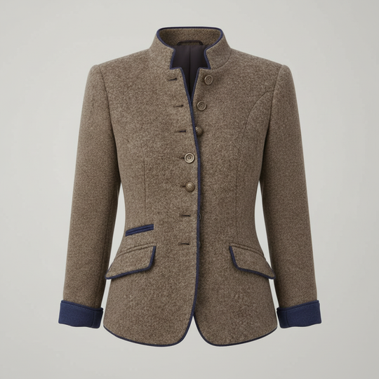 Klassische Strukturierte Premium Komfort Wolljacke Damen