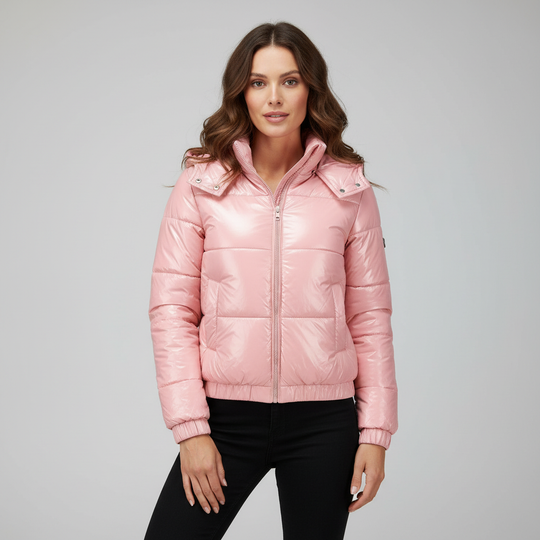 Glänzende Wasserabweisende Thermo Komfort Winterjacke Damen