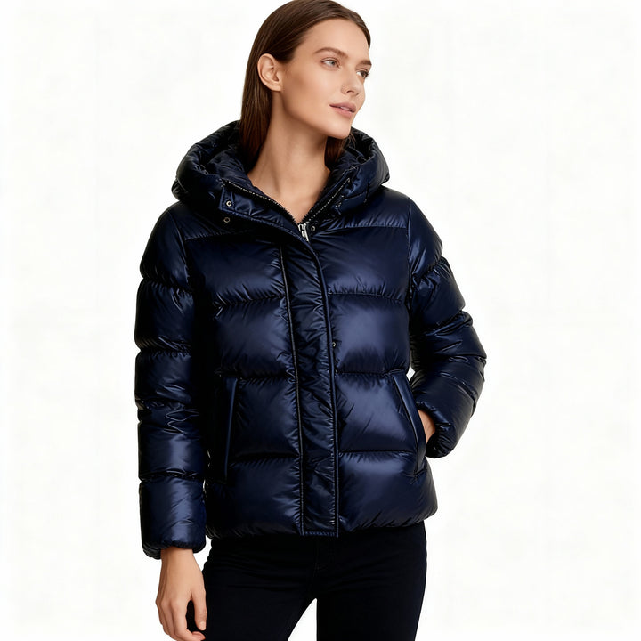 Damen Steppjacke mit Kapuze & Taschen | Fudus