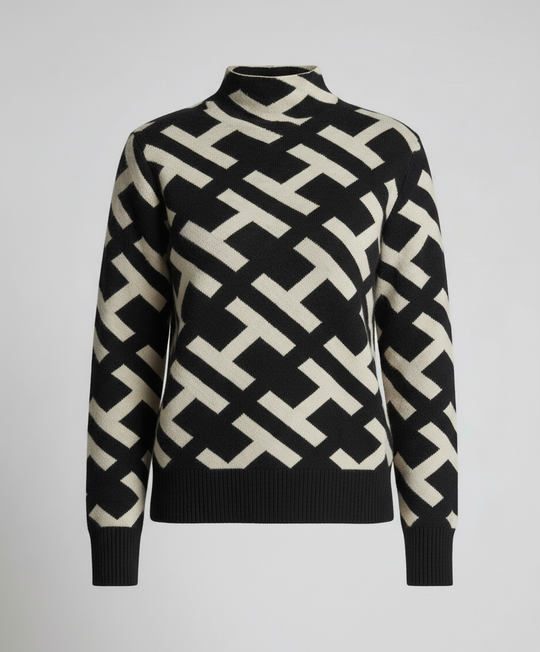 Bequemer Geometrischer Pullover Damen