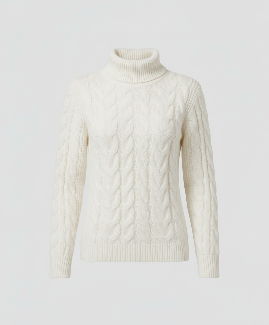 Zopfmuster Rollkragenpullover Damen