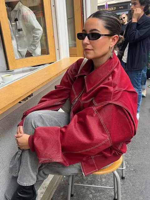 Rote Vintage jacke für Damen