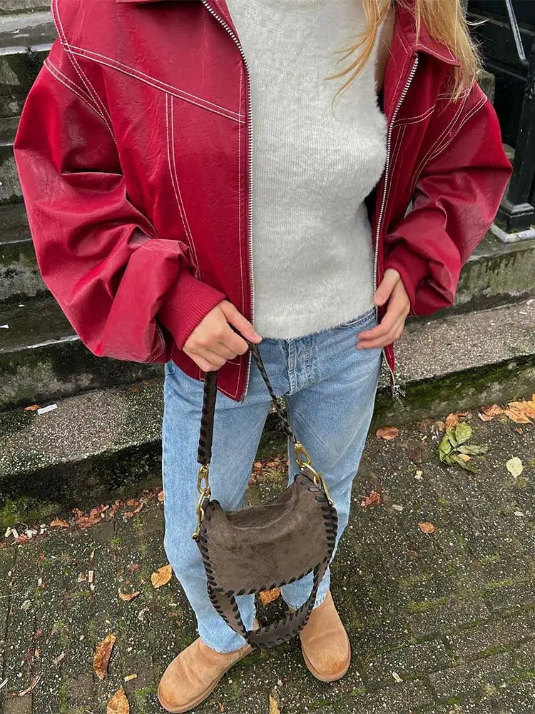 Rote Vintage jacke für Damen