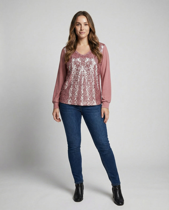 Schlichte Glitzer Bluse Damen