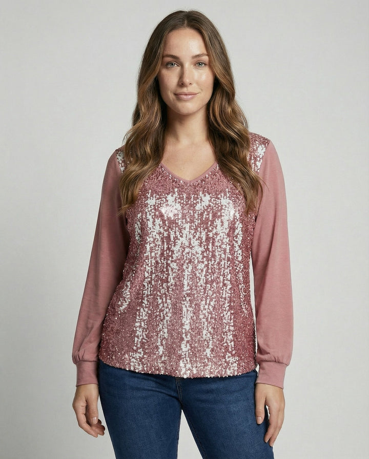 Schlichte Glitzer Bluse Damen