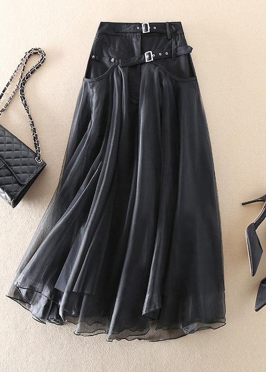 Hohe Taille lange Mesh-Rock - Arvani