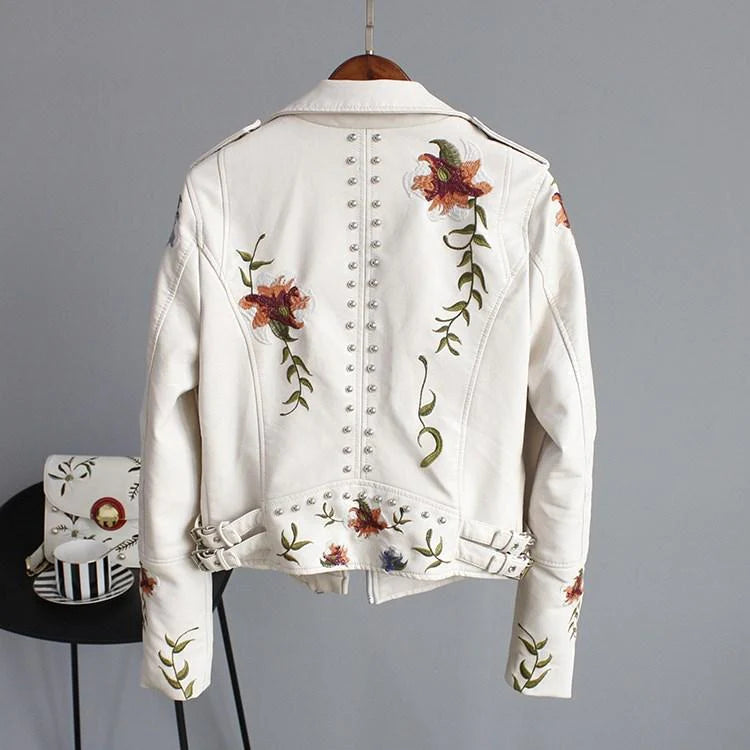 Lederjacke mit Stickerei