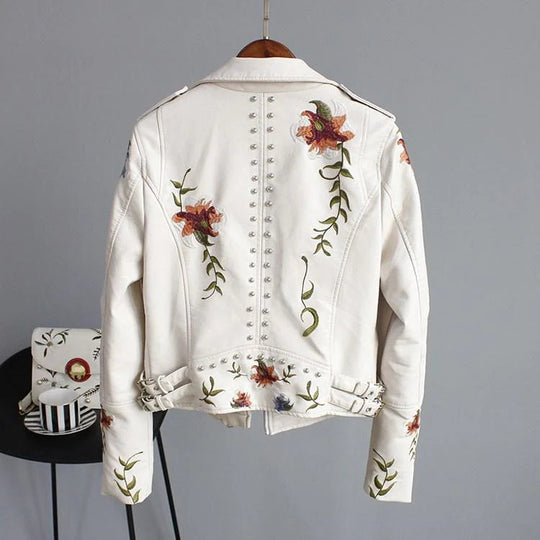Lederjacke mit Stickerei