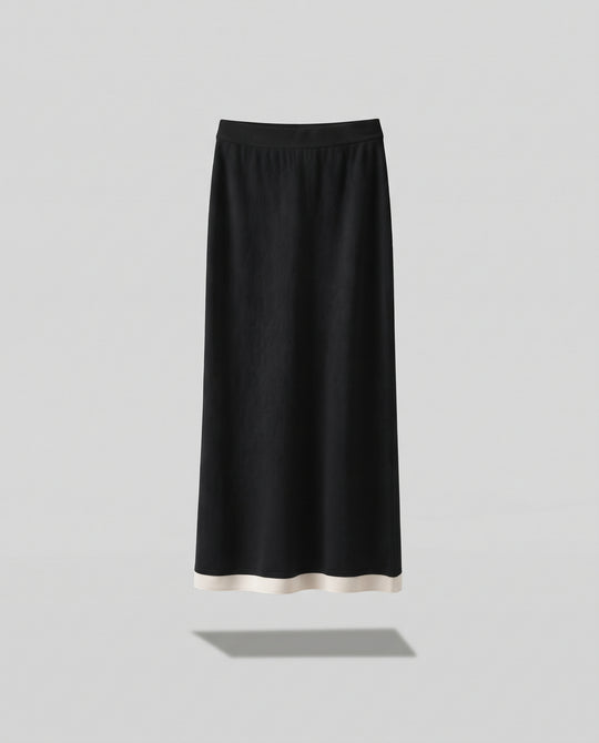Damen Midirock aus feinem Feinstrick mit Kontrastsaum und elastischem Bund Nord Taschen