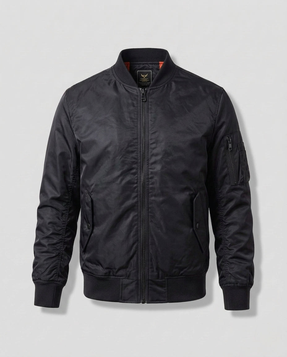 Herren Leichtgewicht Nylon Aviator Bomber mit Arm-Tasche und Zwei-Wege-Reißverschluss Nord Taschen