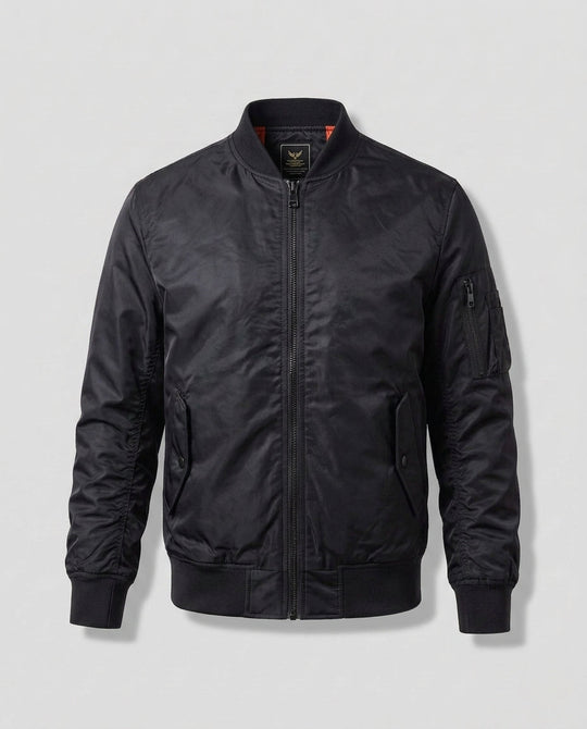 Herren Leichtgewicht Nylon Aviator Bomber mit Arm-Tasche und Zwei-Wege-Reißverschluss Nord Taschen