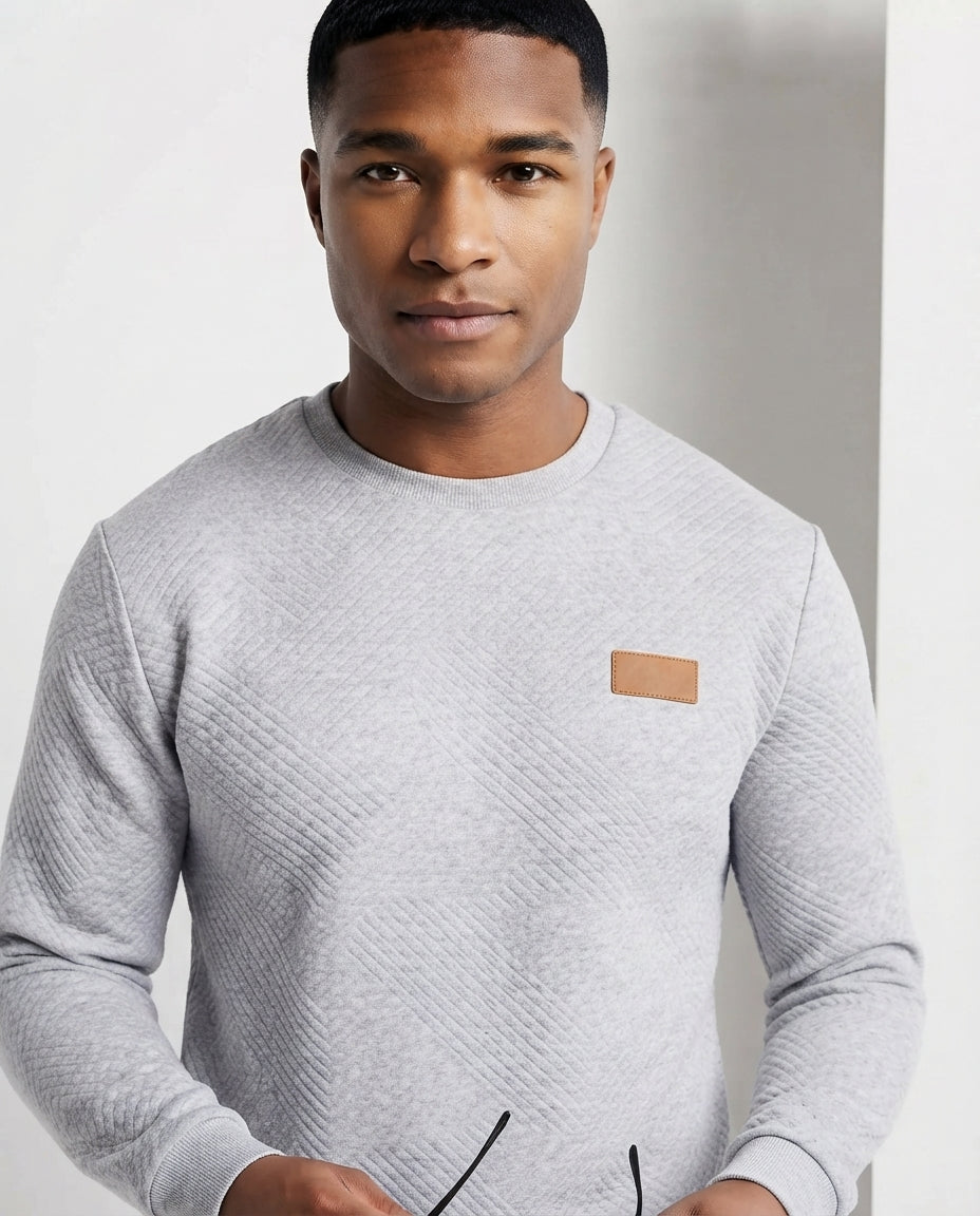 Herren Strukturierter Rundhals-Pullover aus leichtem strukturiertem Strick Nord Taschen