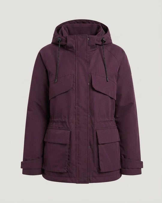 Damen Nan kurze boxy Parka mit multifunktionalen Pattentaschen, verstellbare Kapuze und winddichter thermischer Füllung