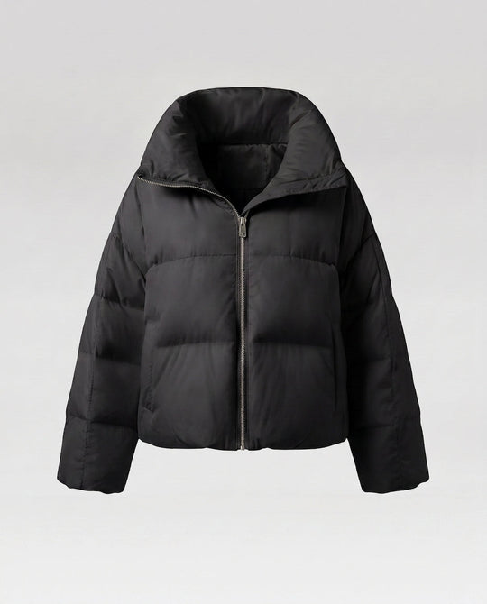 Damen cropped gesteppte Jacke mit übergroßer Kapuze, leichtem thermischem Futter und abgerundetem Saum