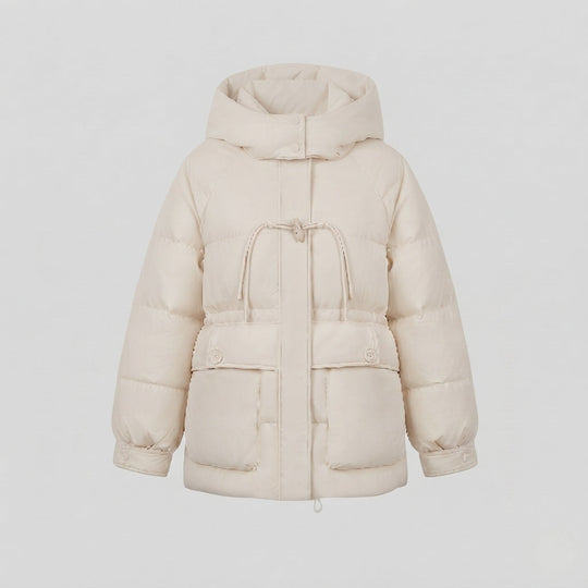 Damen kurze oversized Winterparka mit voluminöser Thermo-Dämmung, hohem Stehkragen und extra großen Klappentaschen