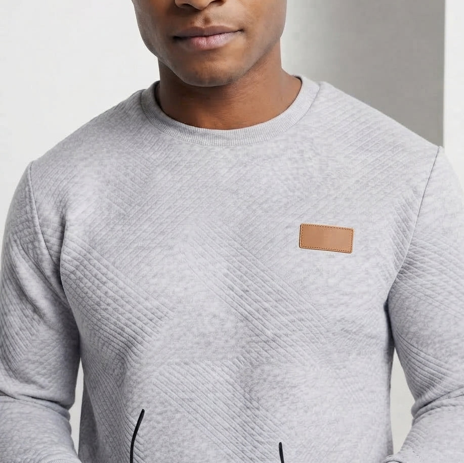 Herren Strukturierter Rundhals-Pullover aus leichtem strukturiertem Strick Nord Taschen