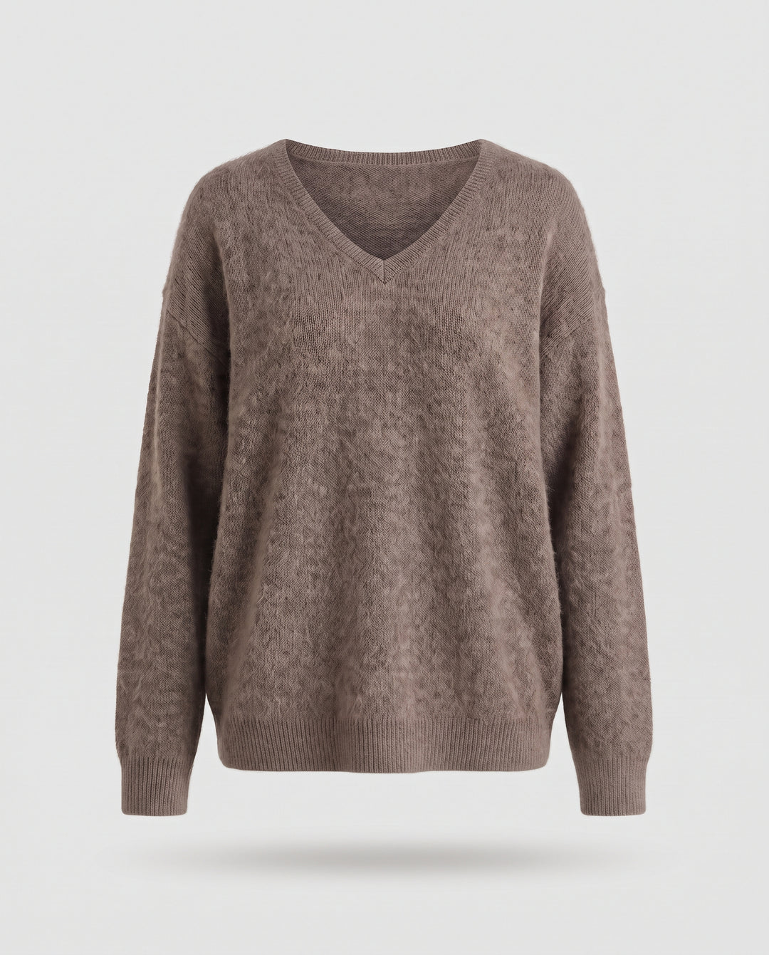 Damen Mohair-Pullover mit V-Ausschnitt und lässiger Oversize-Passform Nord Taschen