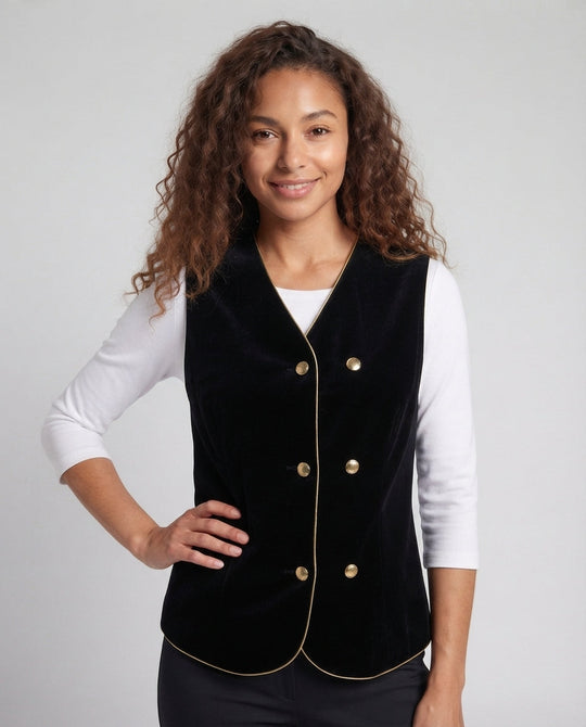 Damen Elegantes Samt-Weste mit Knopfdetails Nord Taschen