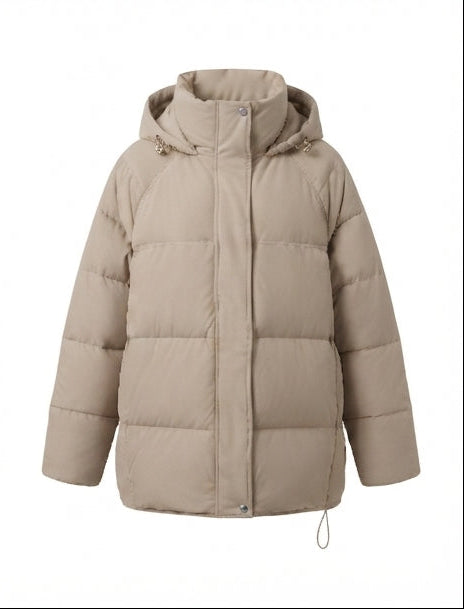 Damen kurze gepolsterte Winterjacke mit hohem Stehkragen und verdeckter Knopfleiste