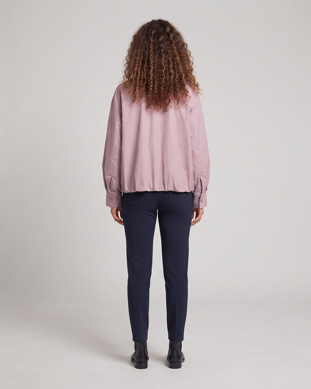 Damen Cropped Oversize-Windjacke mit hohem Stehkragen, Ballonärmeln und durchgehendem Reißverschluss Nord Taschen